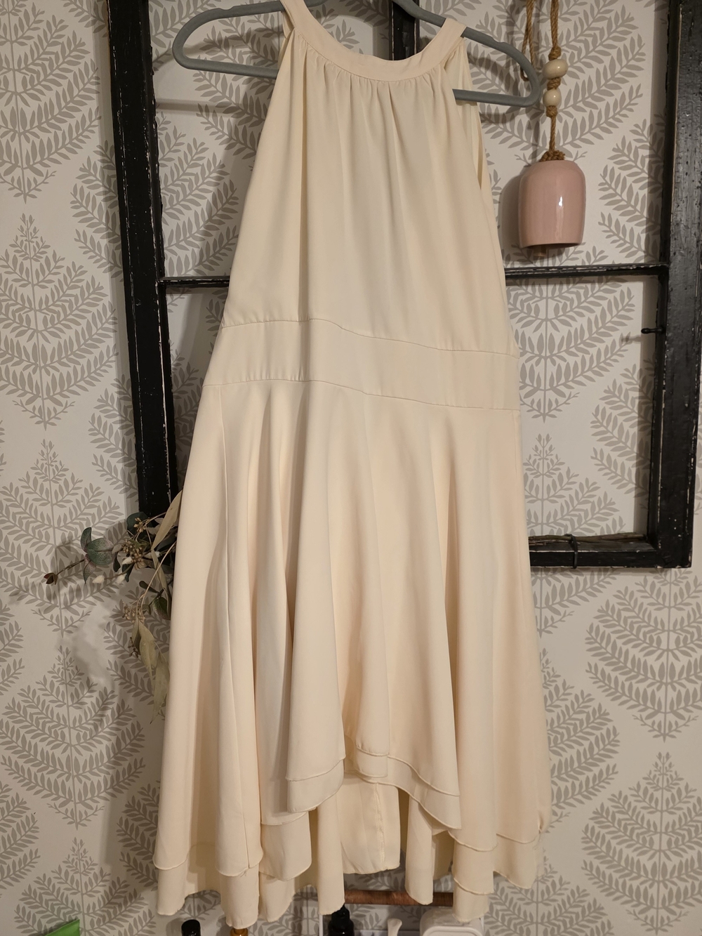 Halter High-Low Dress in Soft Cream